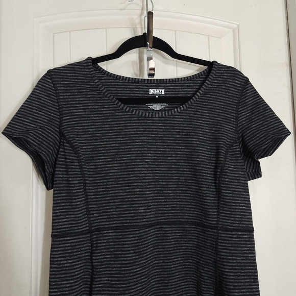 Duluth Trading Co Womens Dress Black Gray Striped Stretch Active Travel Size M - Picture 3 of 8